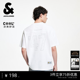 杰克琼斯男装春季新款NBA联名湖人队T恤运动百搭舒适凉感短袖