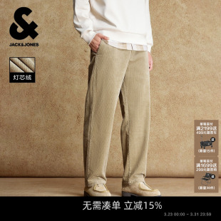 春季 杰克琼斯男装 宽松字母肌理感休闲裤 松紧腰男士 子 长裤 灯芯绒