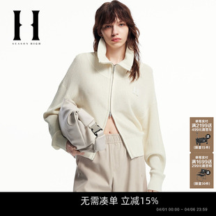 女装 SEASON 针织衫 百搭舒适logo双拉链毛衣高领长袖 HIGH春季 时尚
