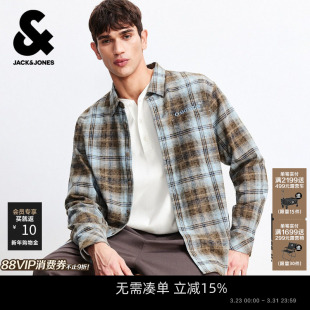 衬衣宽松纯棉渐变复古格子上衣男装 2026年春季 男款 杰克琼斯衬衫