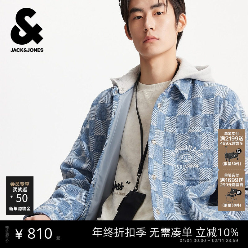 杰克琼斯男装春季夹克外套连帽可拆卸格子字母贴布休闲百搭宽松,运动服/休闲服装,运动茄克/外套,淘宝优惠券,粉丝福利购,淘宝优惠卷