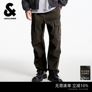 春季 长裤 新款 裤 子 松紧舒适多口袋休闲阔腿直筒工装 杰克琼斯男装