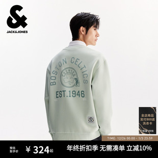 杰克琼斯NBA联名款 秋字母圆领卫衣225433068 凯尔特人队男装