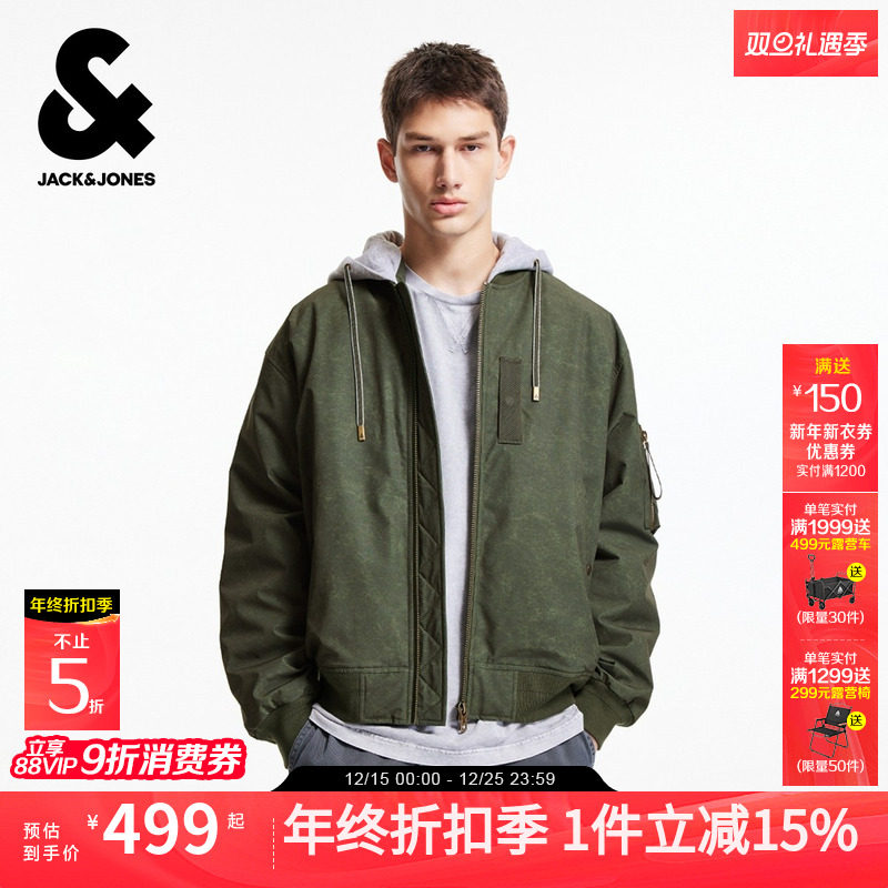 杰克琼斯秋季男装连帽舒适工装风宽松夹克外套225321038