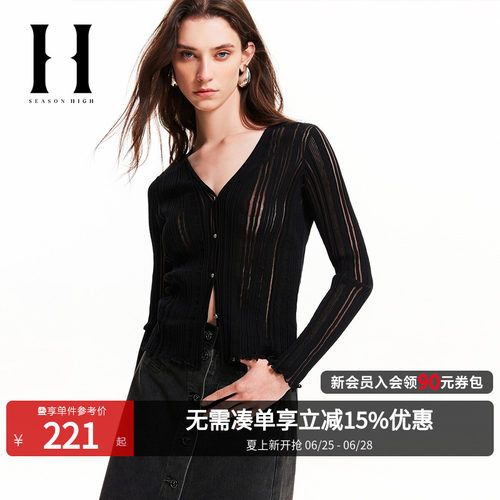 SEASONHIGH单排扣V领针织衫