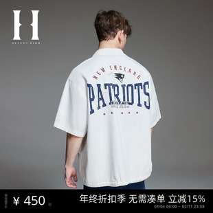 SEASON HIGH秋NFL联名男装宽松翻领新英格兰爱国者队胶印POLO衫男