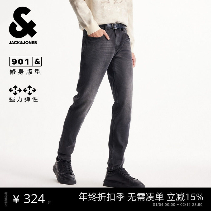 [商场爆款]杰克琼斯冬季男装牛仔裤保暖面料牛仔长裤子225432