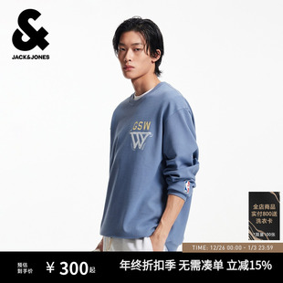 杰克琼斯男装 宽松卫衣2025年运动上衣 男生NBA联名秋冬圆领落肩袖