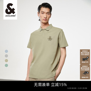 休闲短袖 杰克琼斯春夏新款 虎头刺绣翻领t恤男士 刺绣杰出POLO衫