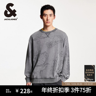 杰克琼斯新NBA联名湖人队衣身满印字母潮流篮球圆领卫衣男装 秋冬