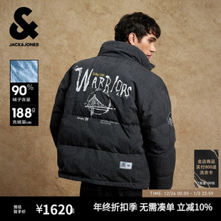 羽绒服满印立领外套 冬季 杰克琼斯NBA联名勇士队2025年新款 男装