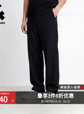 杰克琼斯男装夏季休闲裤卫裤黑色刺绣宽松紧腰头纯色长裤子男士潮