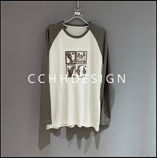 休闲风插肩袖 欧洲站女装 2026春季 新款 T恤女宽松印花图案上衣 长袖