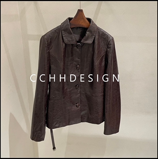 欧洲站女装2026春季新款韩系气质翻领皮衣外套短款高级感通勤夹克