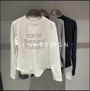 百搭休闲长袖 欧洲站女装 宽松圆领高级感印花时尚 新款 T恤 2025冬季