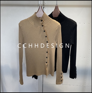 2025冬季 显瘦针织打底短款 新款 洋气半高领修身 上衣 时尚 欧洲站女装