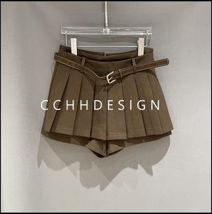 洋气修身 欧洲站女装 时尚 新款 显瘦高腰百褶百搭设计半身裙 2025冬季