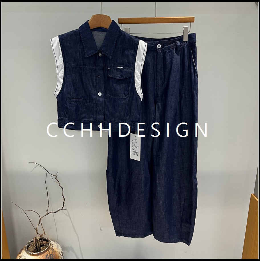 欧洲站女装2026夏季新款时尚牛仔马甲阔腿裤套装女春夏休闲两件套