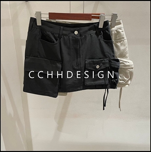 欧洲站女装2026春季新款工装风多口袋百搭休闲半身裙系带半裙短款