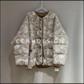 立领印花时尚 新款 设计洋气小众拼接气质短外套 2025冬季 欧洲站女装