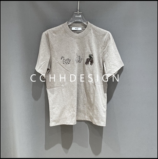 显瘦短袖 欧洲站女装 洋气卡通印花圆领高级感修身 新款 T恤 2025冬季