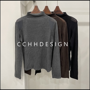 纯色时尚 新款 气质小众百搭修身 显瘦长袖 欧洲站女装 打底衫 2025冬季