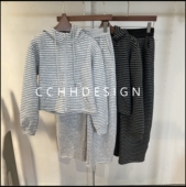 条纹撞色连帽高级感百搭卫衣卫裤 套装 询价问客服 时尚 特价 秒杀