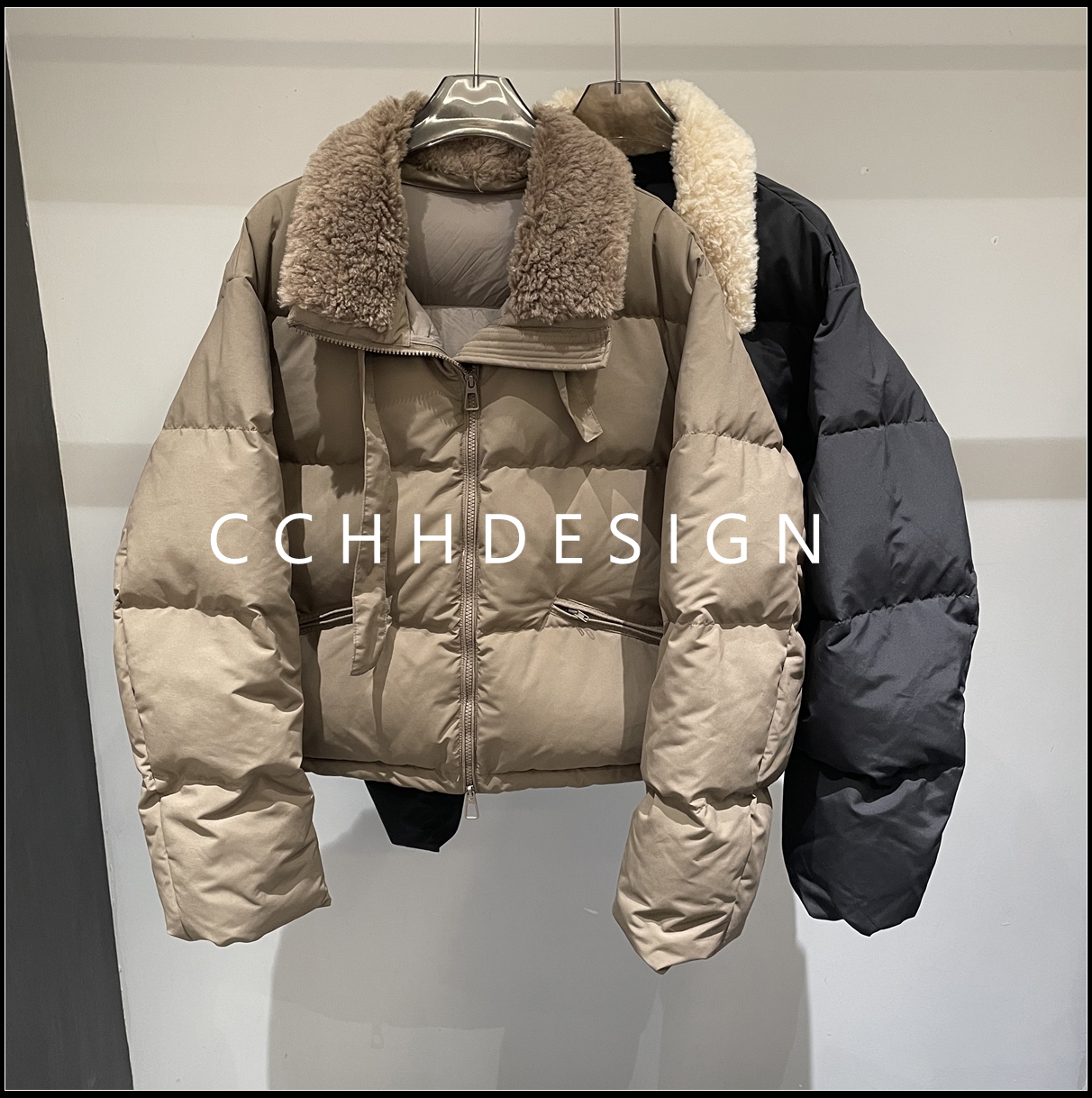 欧洲站女装2025冬季新款撞色拼接立领时尚洋气短款保暖羽绒服外套