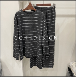 T恤休闲裤 欧洲站女装 高级感圆领洋气百搭长袖 新款 两件套 2025冬季