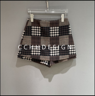 时尚 新款 高腰百搭直筒阔腿复古休闲格子半身裙 2025冬季 欧洲站女装