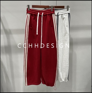 时尚 询价问客服 秒杀 直筒高腰条纹拼接洋气减龄百搭休闲裤 特价