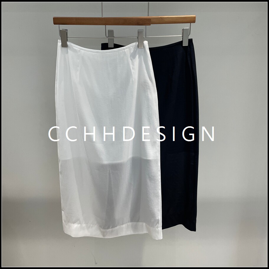 欧洲站女装2026夏季新款简约透视拼接半身裙百搭层次感半裙时尚