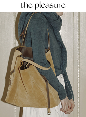 the pleasure新款布洛克托特包反绒牛皮大容量手工镂空单肩手拎