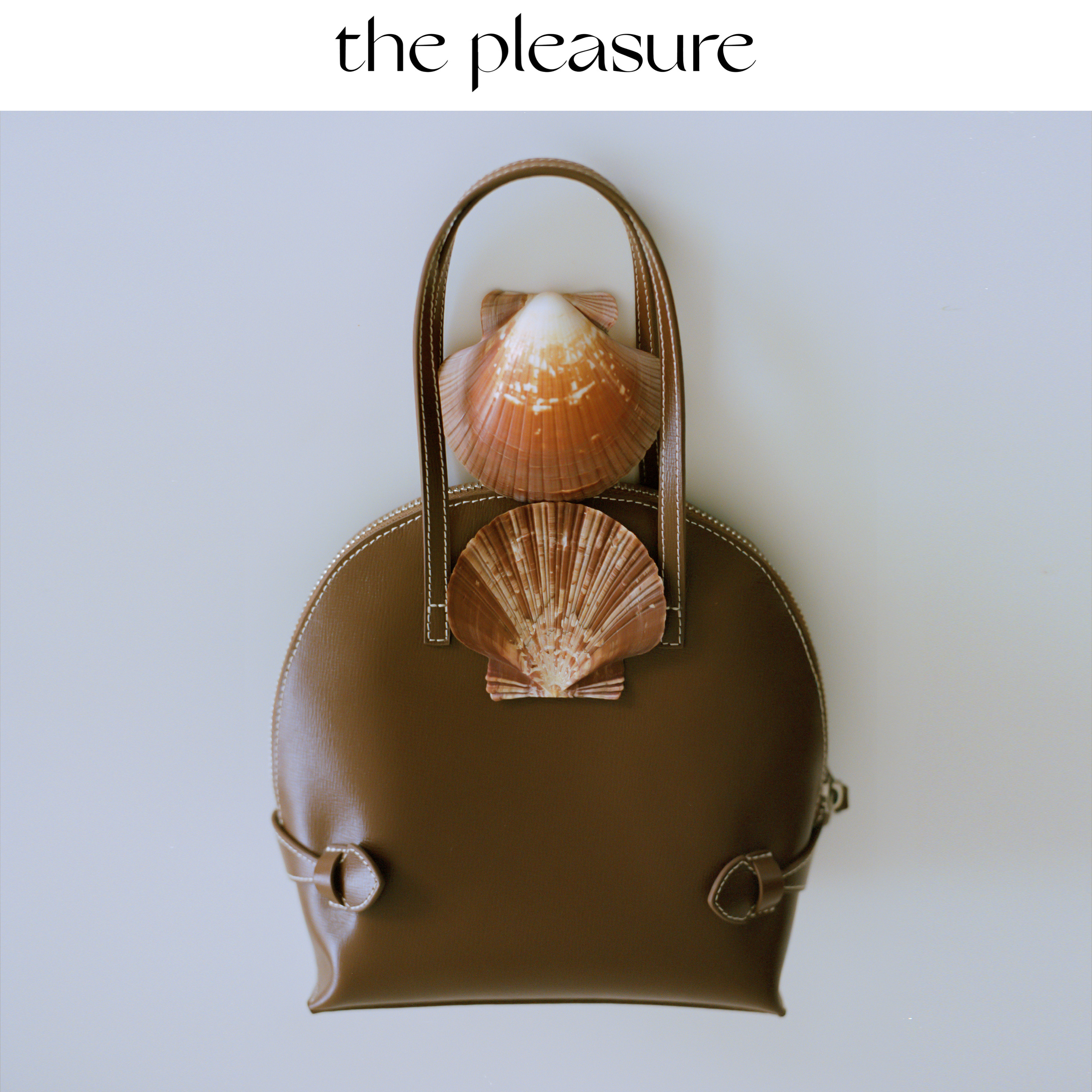 【明星同款】the pleasure新品原创贝壳包牛皮手提斜挎包小众女包