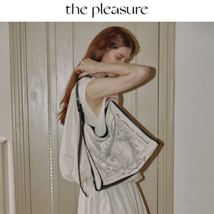 the pleasure新品守护天使包大容量单肩斜挎棉麻织物印花包