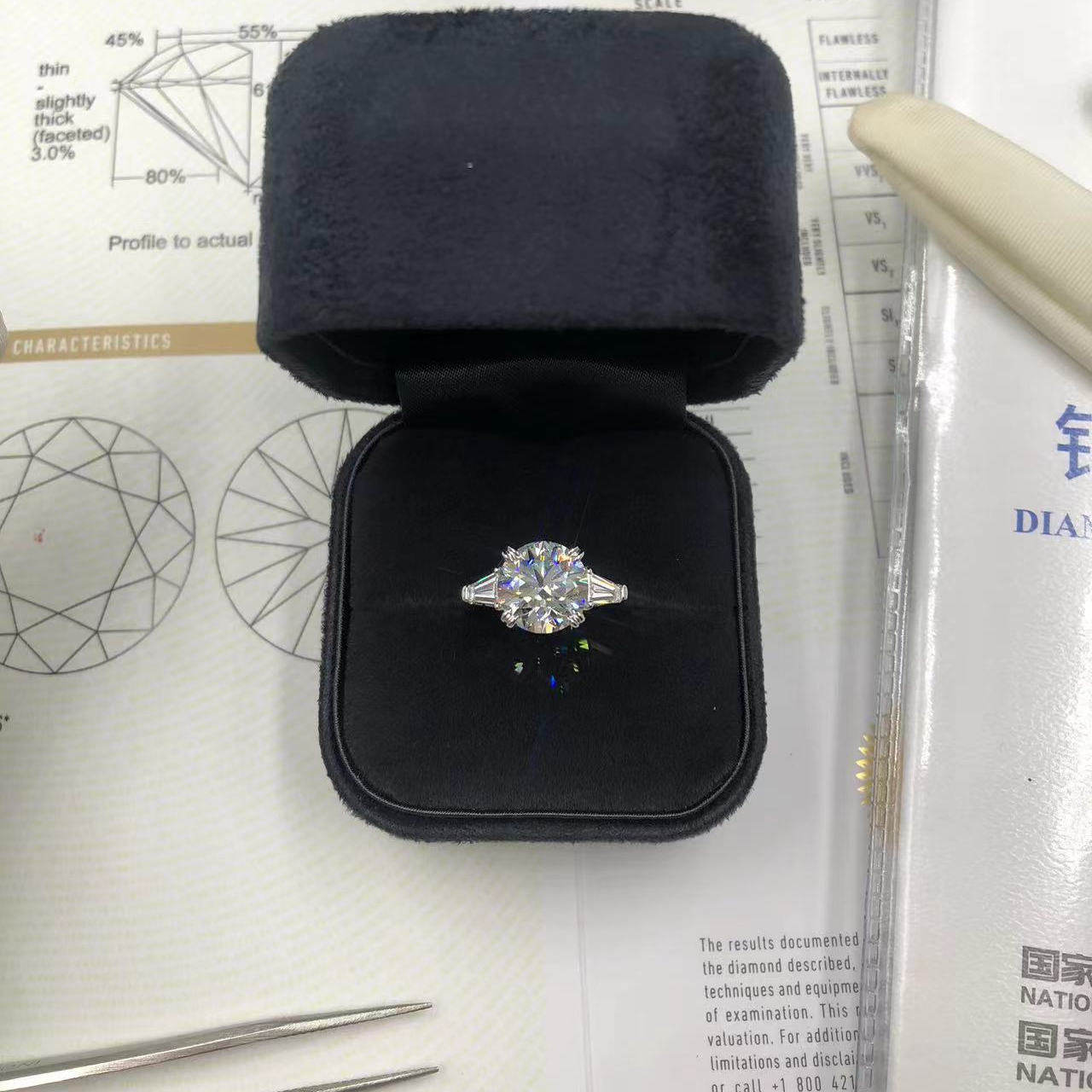 18k金三石钻戒3克拉高级婚戒订婚戒指 深圳水贝自有工厂 情人节特