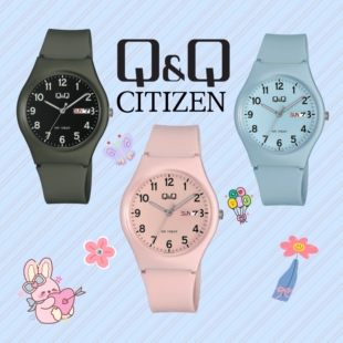 西铁城Q&Q小学生指针静音简约大三针只看时间防水石英儿童手表
