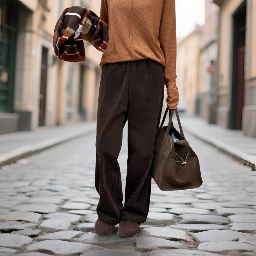 2026春女灯芯绒休闲裤松紧腰宽松百搭复古简约直筒裤外穿阔腿裤,女装/女士精品,休闲裤,淘宝优惠券,粉丝福利购,淘宝优惠卷