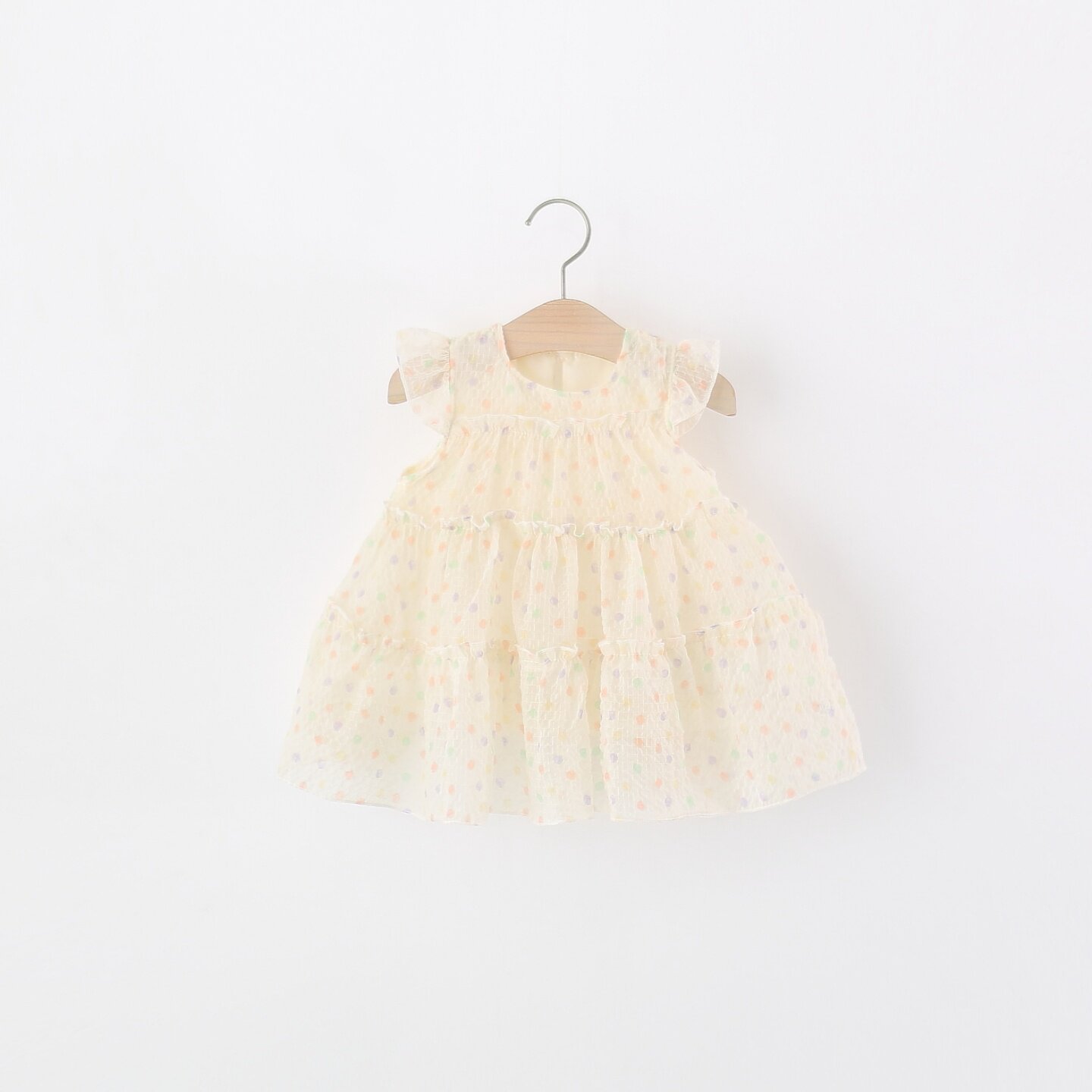 女童无袖连衣裙夏季婴儿童小女孩兔耳朵彩色波点公主裙子宝宝夏装