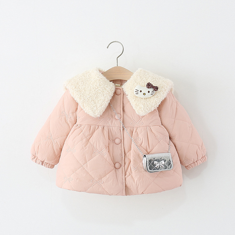 女童棉服冬季加厚加绒婴儿童卡通翻领棉衣外套0一1-3-4岁宝宝冬装