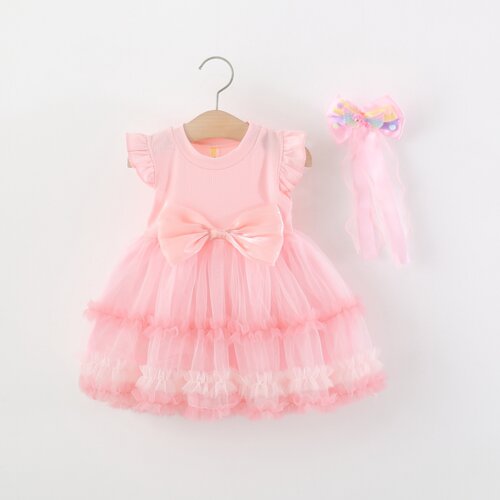 女宝甜美大蝴蝶结蓬蓬纱公主裙子