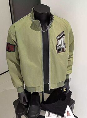 春季潮牌时尚男装立领百搭夹克休闲户外高级感外套上衣