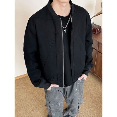 复古重磅小众解构裁剪设计倒三角做旧重水洗痞帅硬汉夹克外套