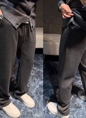 2025情侣春秋季云柔感高档休闲裤男士简约宽松百搭加厚直筒长裤