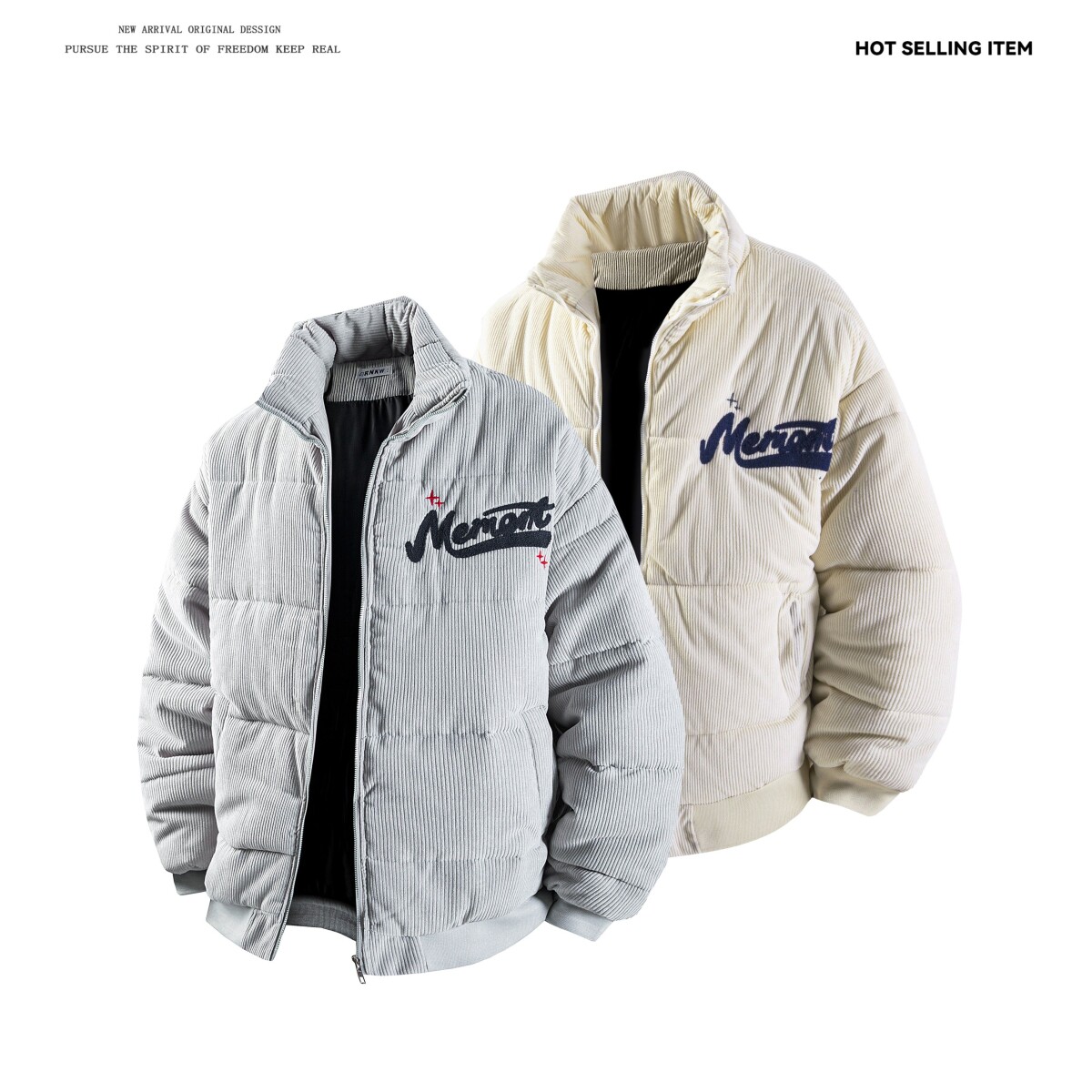 美式灯芯绒刺绣保暖棉衣加绒加厚棉服男女潮牌棉袄宽松冬季外套潮