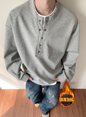 J96加绒加厚冬季休闲卫衣P39黑色灰色M到3XL