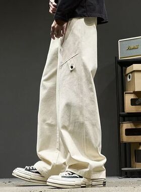 简约日系高街潮流工装新款时尚男装百搭户外设计感休闲直筒裤