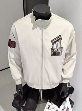 刺绣春秋装新款时尚情侣立领百搭夹克长袖美式高街潮流外套