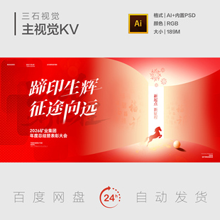 马年新年春节元旦年会盛典年度总结表彰大会主视觉画面背景展板KV