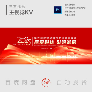 金红色开业周年庆城市探索科技引领未来发展主视觉画面背景展板KV